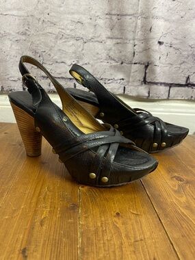 Frye boots Womens size 8M Reese multi sling black leather heels